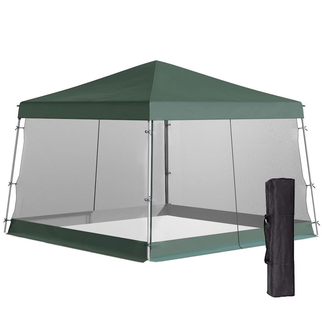 Adjustable Pop-Up Canopy Tent with Netting, Instant Sun Shelter for Outdoor, Garden, Patio, Green