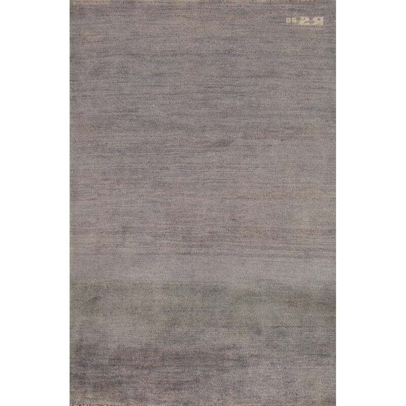 Gray Gabbeh Oriental Foyer Rug Hand-Knotted Wool Carpet - 2'7"x 3'11"