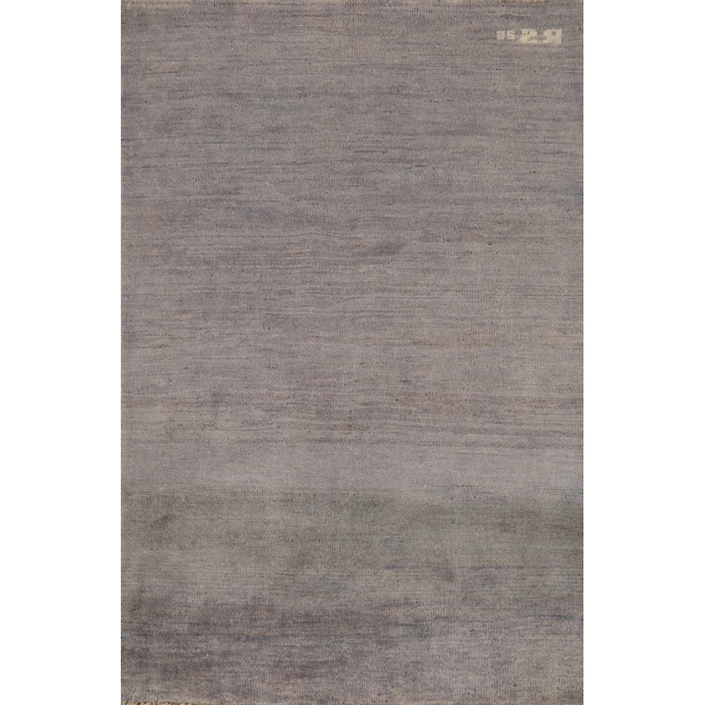 Gray Gabbeh Oriental Foyer Rug Hand-Knotted Wool Carpet - 2'7"x 3'11"