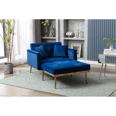 Modern Tufted Velvet Sofa Chaise Lounge Indoor, Adjustable Backrest Lounge Sofa with Thick Padded, Convertible Reclining Chair