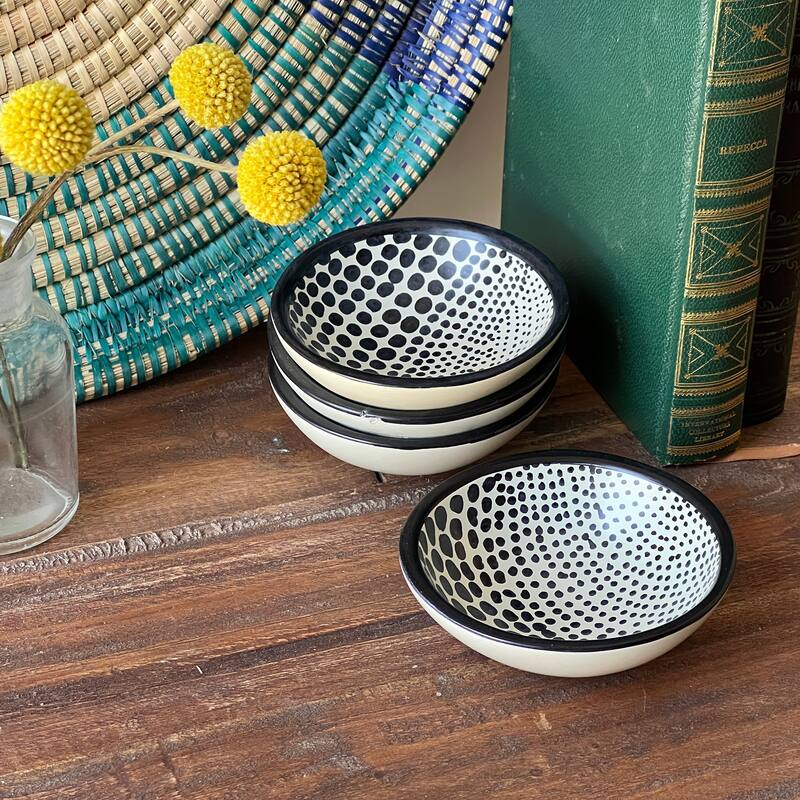Soapstone Design Carved Dishes, Set of 4