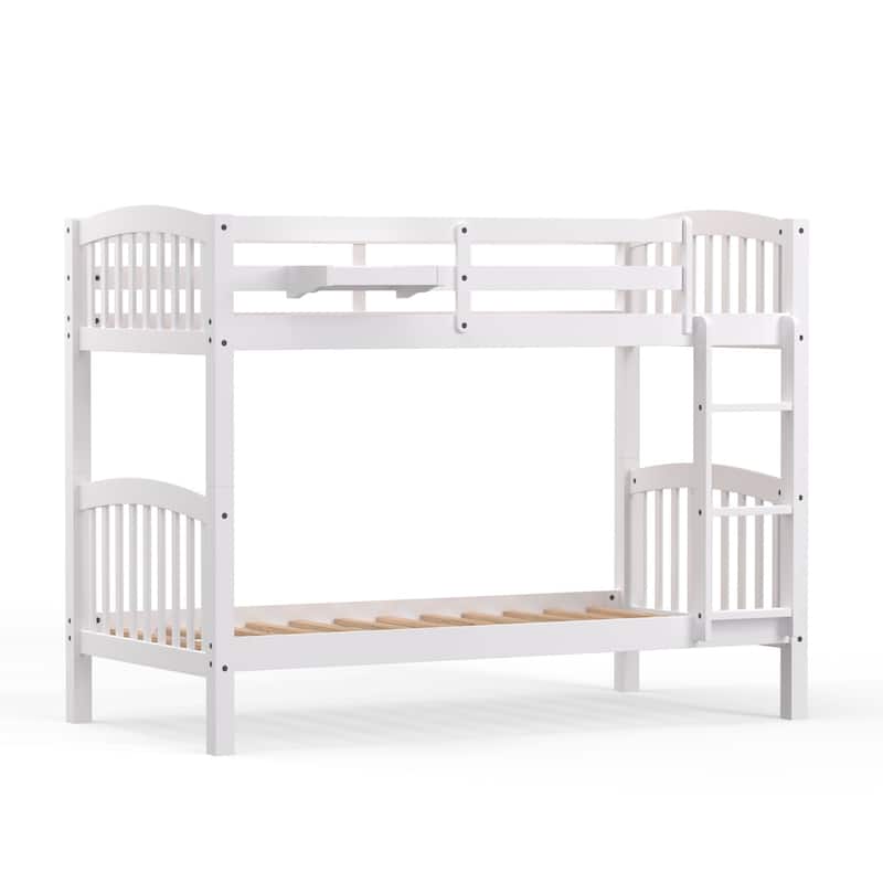 Arca Wood Twin Over Twin Bunk Bed and Hanging Nightstand