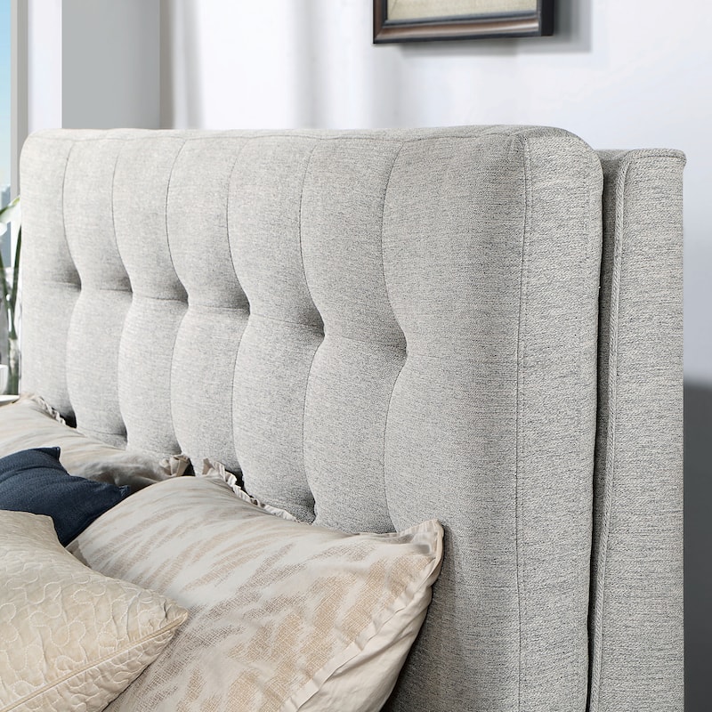 Kazz Mid-Century Fabric Upholstered Platform Bed by Furniture of America