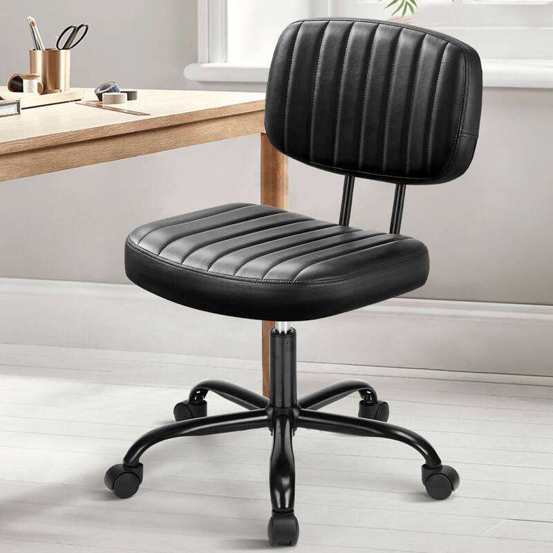 Low Back PU Leather Task Chairs with Adjustable Height & Smooth Swivel