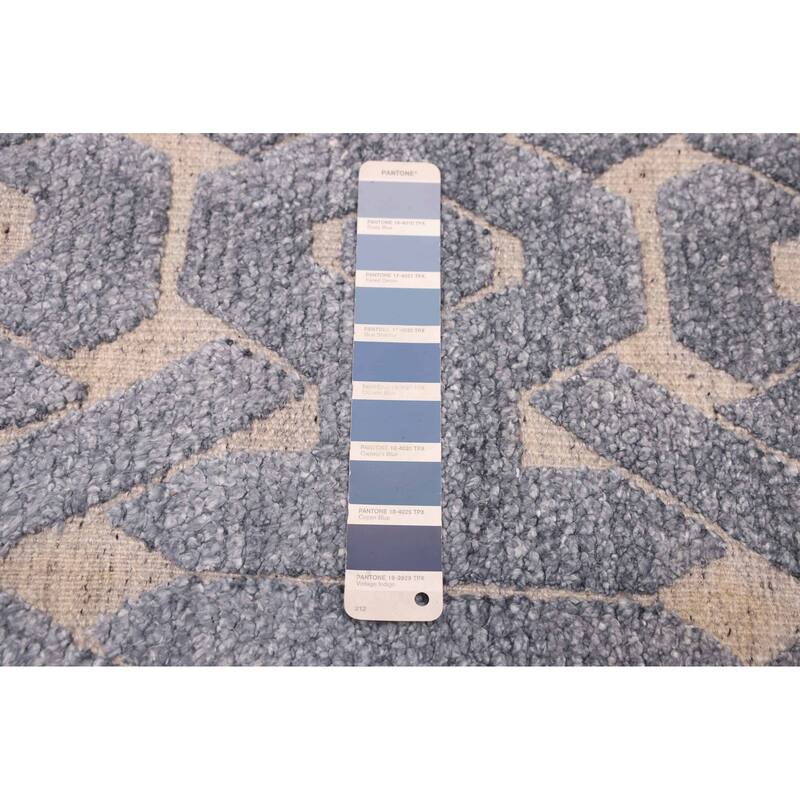 ECARPETGALLERY Hand-knotted Tangier Light Denim Blue Silk, Wool Rug - 5'1 x 8'1