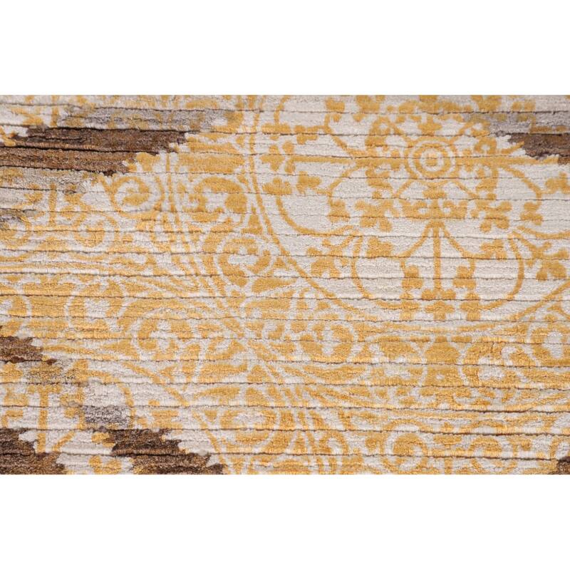 Abstract Oriental Accent Rug Handmade Striped Wool Carpet - 2'9"x 5'1"