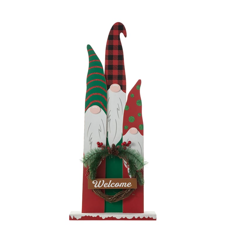 Glitzhome 35"H Wooden Deer or Snowman or Gnome Family Porch Decor