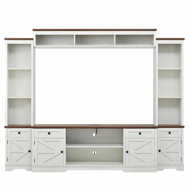 98.8" Wide Wall Unit Entertainment Center with Bookshelves for TVs up to 80"