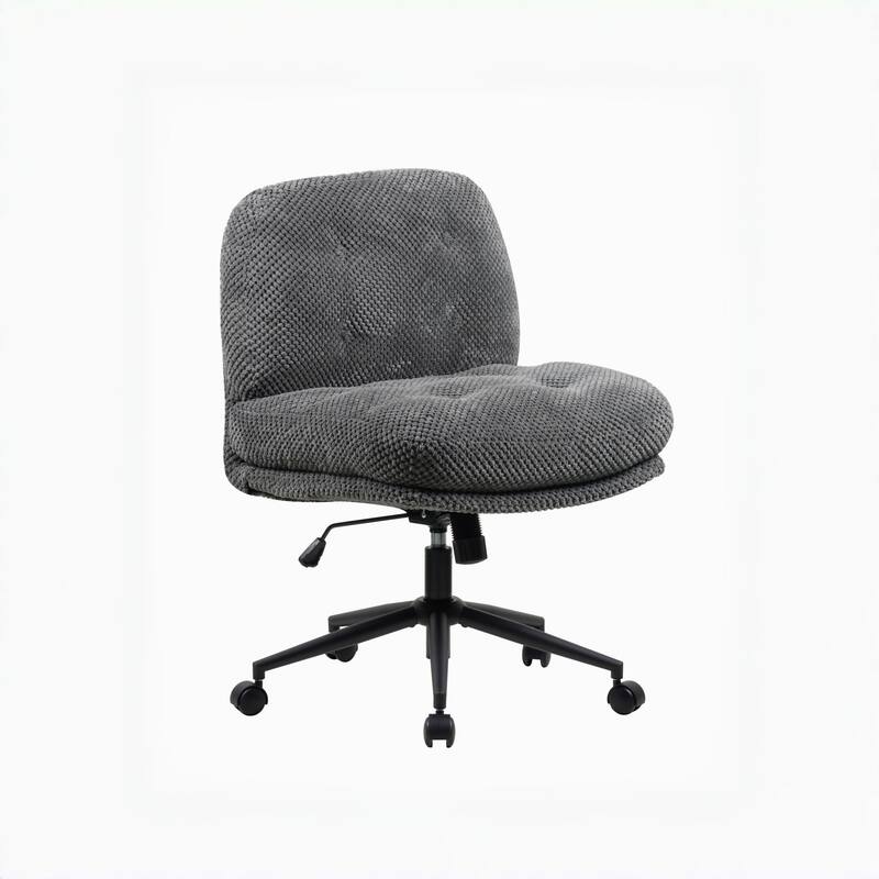 Modern Swivel Chair, Grey Cross-Legged Office Chair for Home & Vanity