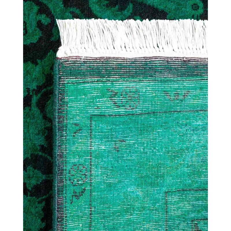 Overton Hand Knotted Wool Vintage Inspired Modern Contemporary Overdyed Green Area Rug - 3' 1" x 5' 5"
