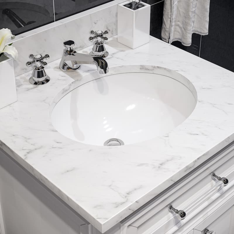 Water Creation Derby 30-inch Solid White Single Sink Bathroom Vanity