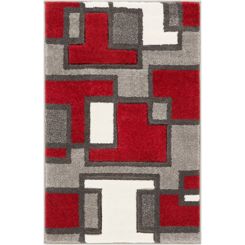 Well Woven Ruby Imagination Squares Modern Geometric Area Rug