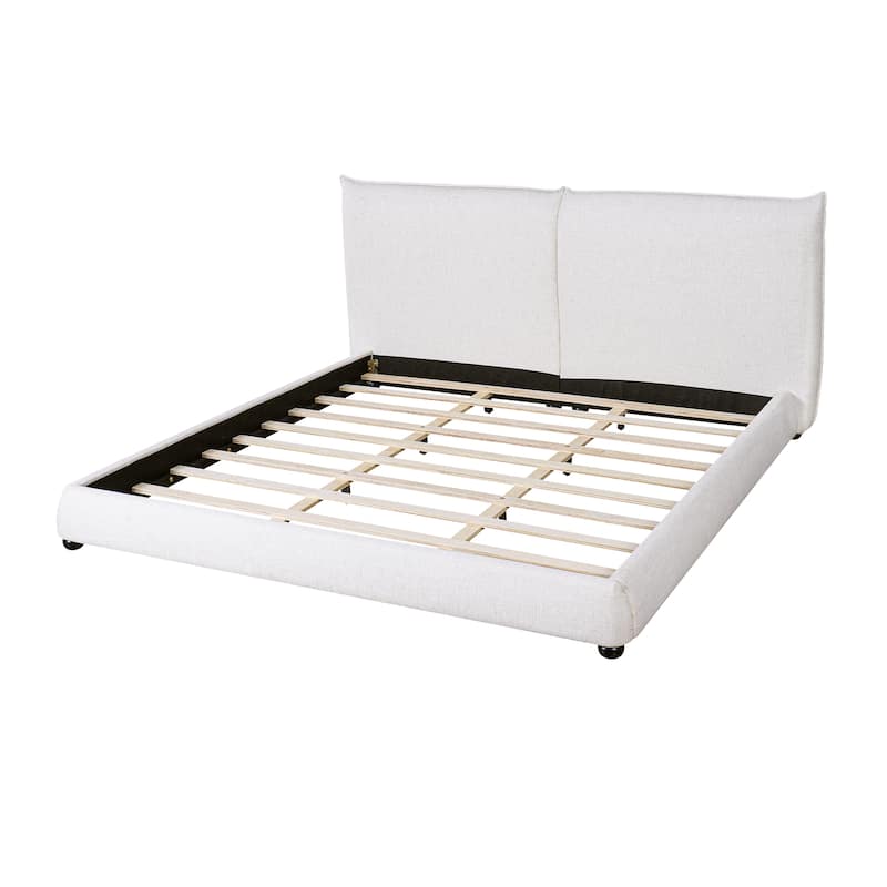 Christopher Knight Home - Naomi Modern Linen Upholstered King Platform Bed with Pillow-Back Headboard