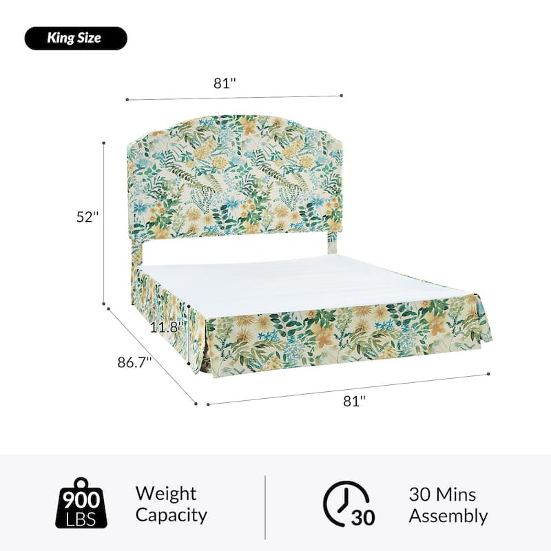 Kristian Traditional Bedroom Machine Washable Slipcovered Bed with Variety Fabric Choice Set-QB by HULALA HOME