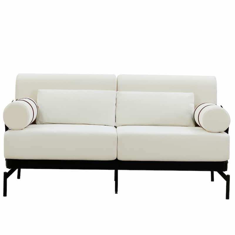 Modern Loveseat Sofa 59" Sofa Couch 2-Seater with Flexible USB Ports and Unique Cylindrical Armrests