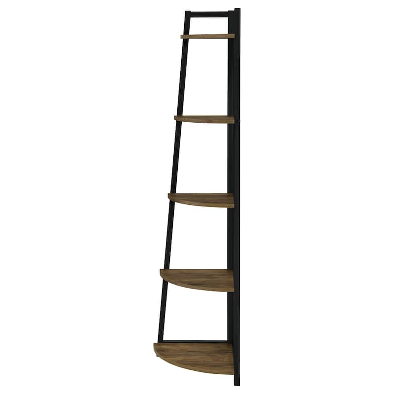 Jacksonville 63-inch 5-shelf Bookshelf Black and Aged Walnut - 15.50" x 15.50" x 63.00"