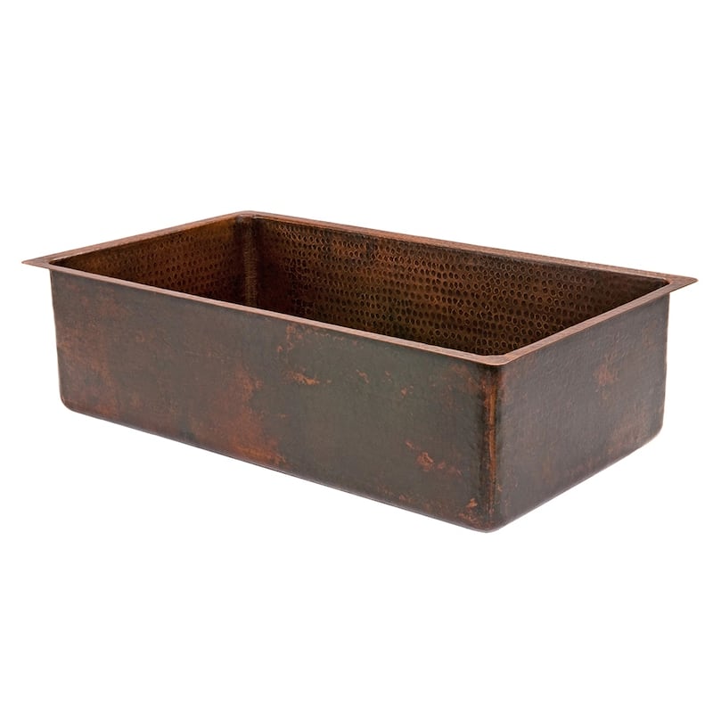 33-in Hammered Copper Kitchen Single Basin Sink with Matching Drain and Accessories (KSP3_KSDB33199)