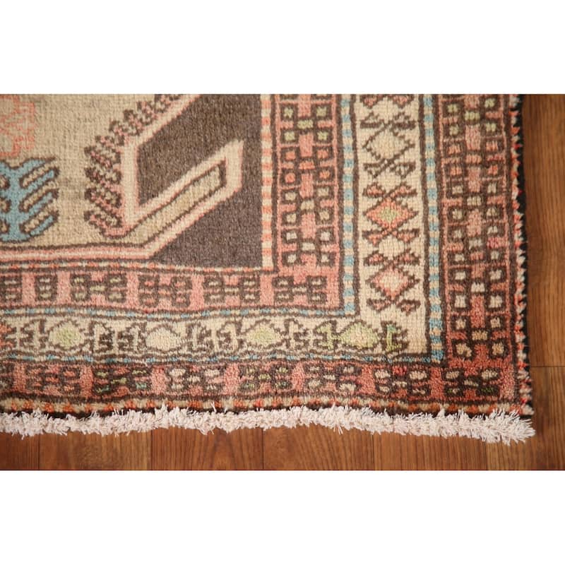 Animals Tribal Ardebil Persian Vintage Runner Rug Handmade Wool Carpet - 4'0"x 10'2"