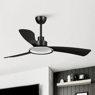 BreezeLite 52" Modern Matte Black LED 3-Blade Ceiling Fan
