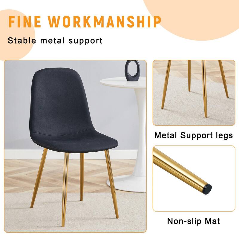 Luxury Simple Chair-Set Of 4 High Resilience Dining Chair With Metal Leg.Integral Metal Leg Architecture