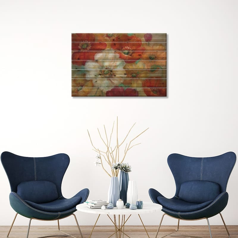 Poppycentric Print On Wood by Nan - Multi-Color