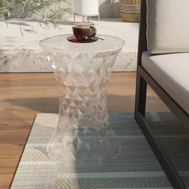 Plastic Side Table with a Diamond Pattern Design Clio Series