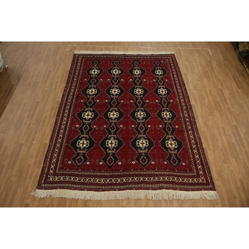 Hand Knotted Oriental 100% Wool Carpet Traditional Tribal Red Balouch Area Rug - 11' 3'' X 8' 6''