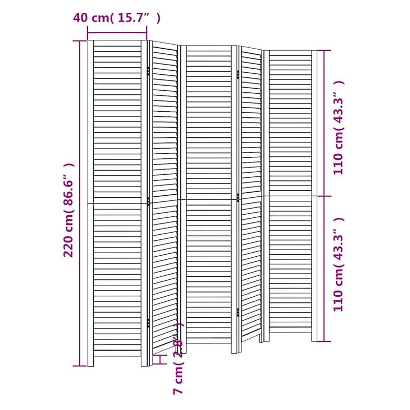 vidaXL Room Divider Privacy Screen Living Room White Solid Wood Paulownia