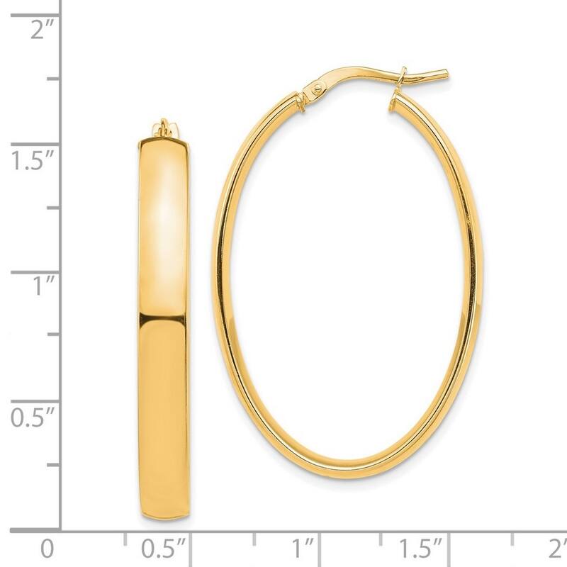 Curata 14k Yellow Gold High Polished Oval Hoop Earrings - 40.08x26.23mm