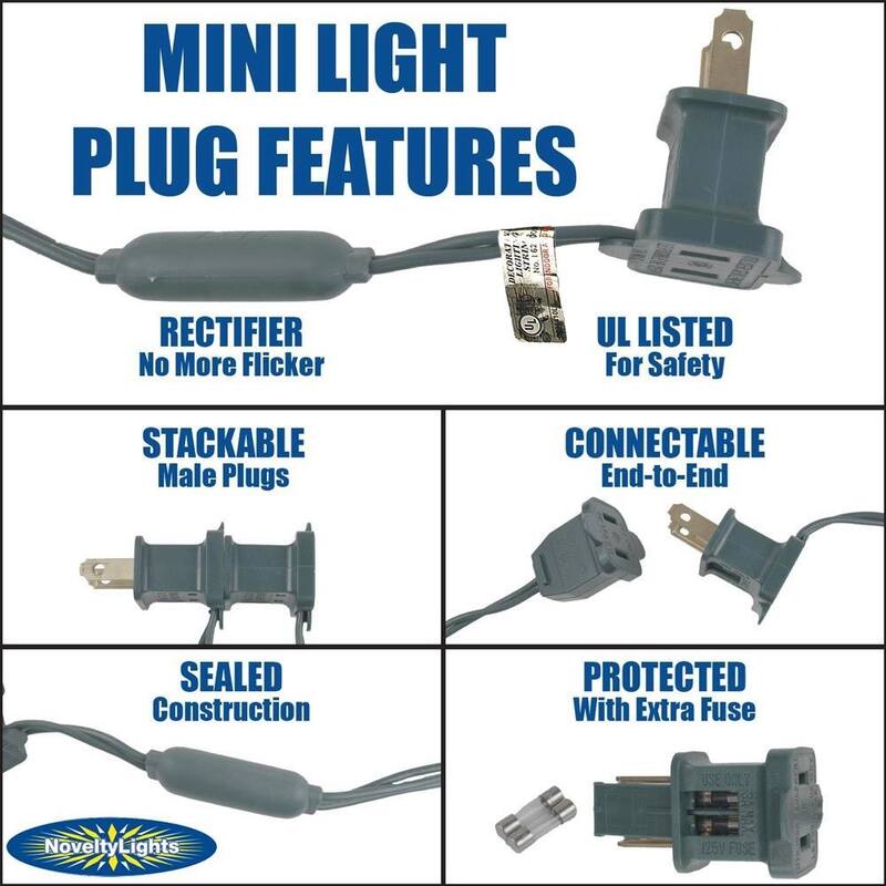 70 Light C6 LED Christmas Mini Light Set, Purple/Pure White, Green Wire, 24 Feet - Large