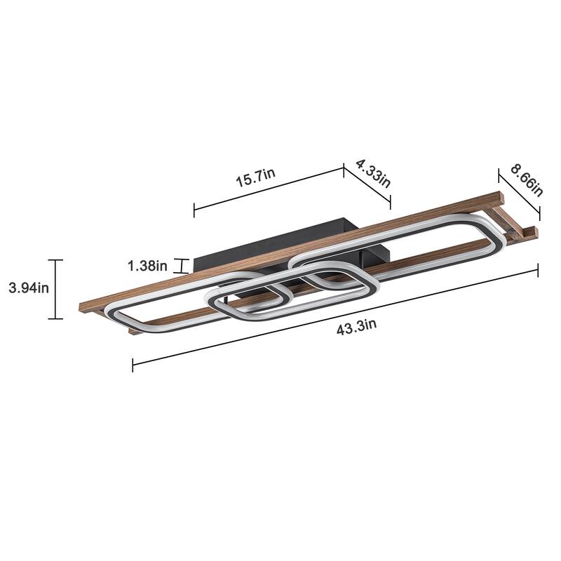Modern Farmhouse Rectangle LED Semi Flush Mount