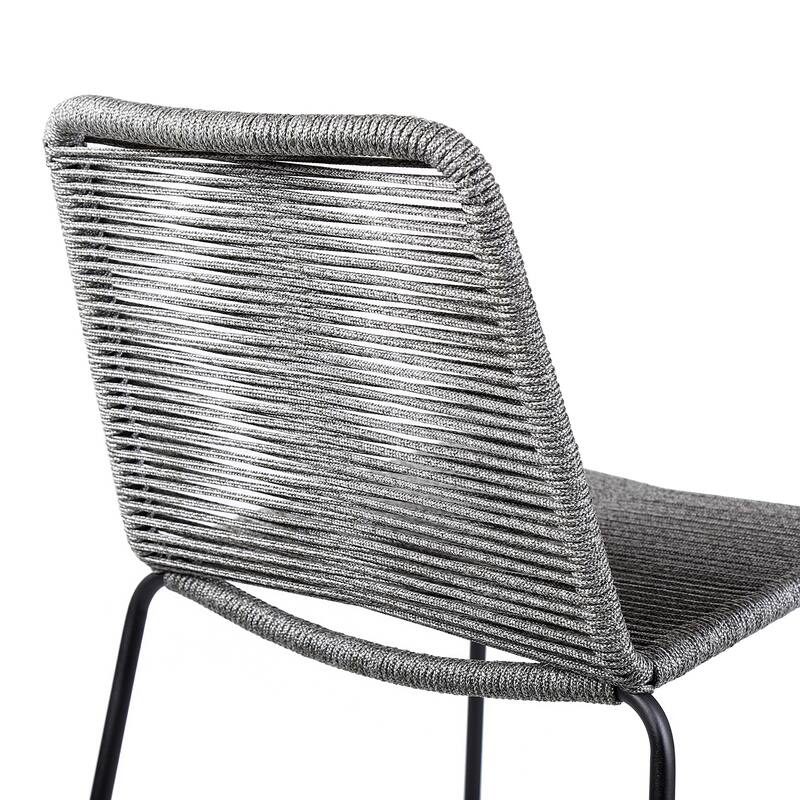 Shasta Black Metal and Rope Indoor Outdoor Patio Counter Height Chairs - Set of 2 - Counter Height