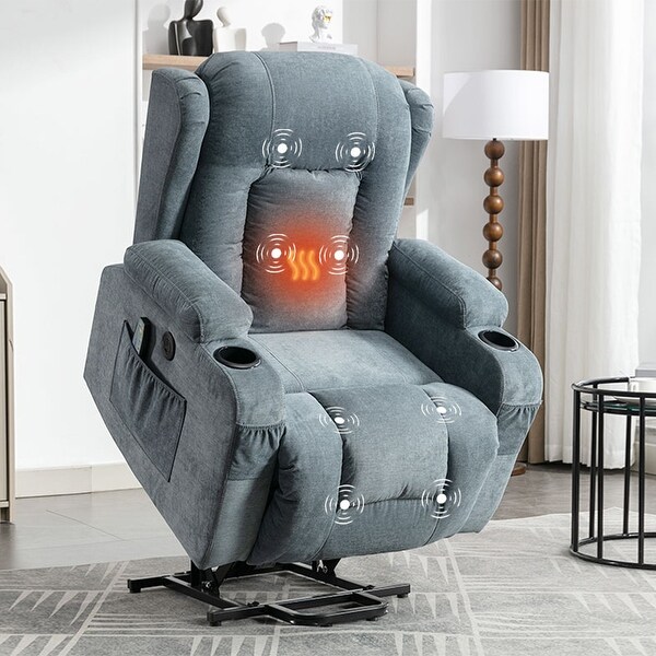 Modern Power Lift Recliner Chair w Massage Heat Infinite Position
