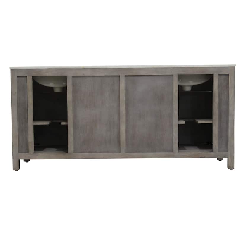 Barn Door Vanity 72 " wide in White Pigment - Antique - White - Double Vanities
