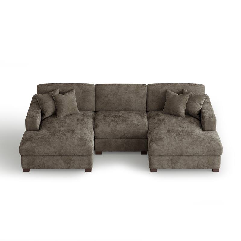 Modern Upholstered Chenille Modular Sectional Sofa with 2 Chaise