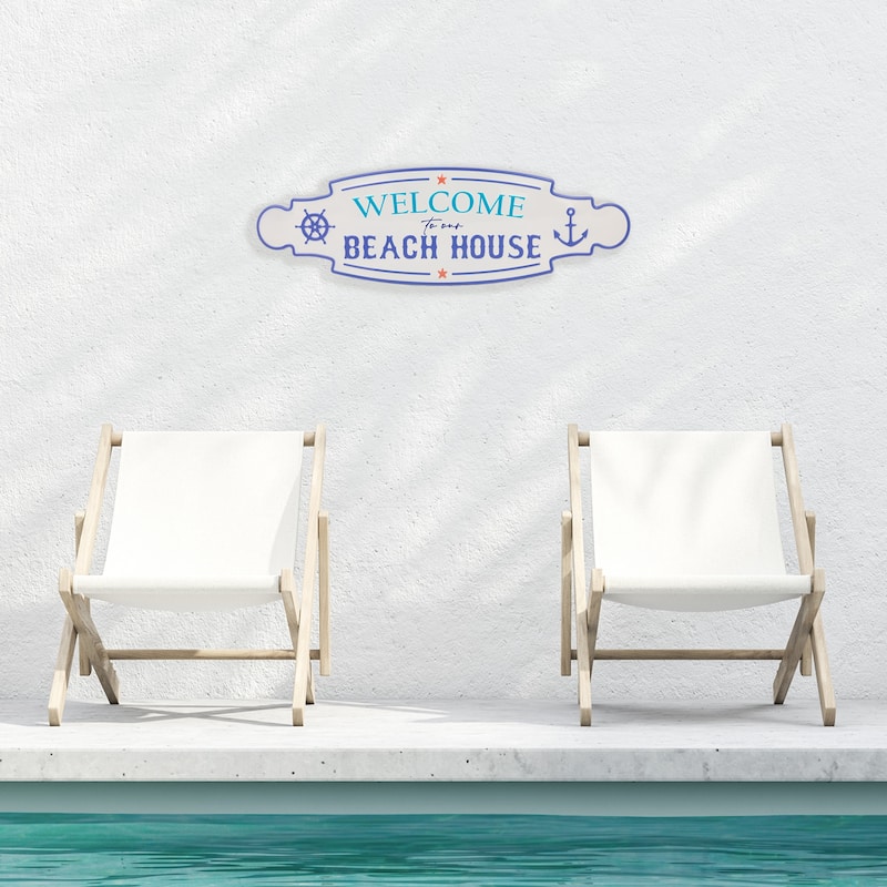 Welcome To Our Beach House Metal Wall Sign - 25.25"