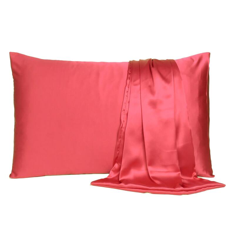 HomeRoots Poppy Red Dreamy Set Of 2 Silky Satin Standard Pillowcases - Red - Twin
