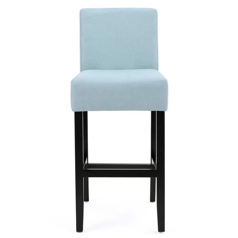 Roomfitters 30-Inch Fabric Bar Stools, Set of 2 Upholstered Bar Height Chairs with Wood Frame, Light Blue