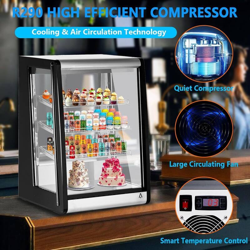 Commercial Countertop Refrigerator Display Case 5.1 Cu.Ft. with Interior LED Light - 146L