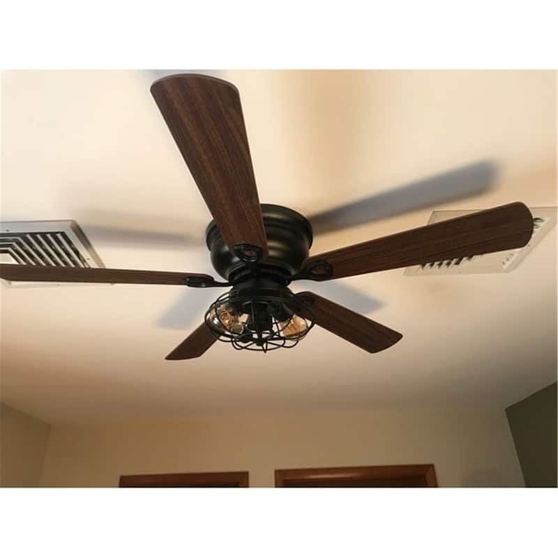 48" Industrial Metal Cage Low Profile Ceiling Fan with Remote
