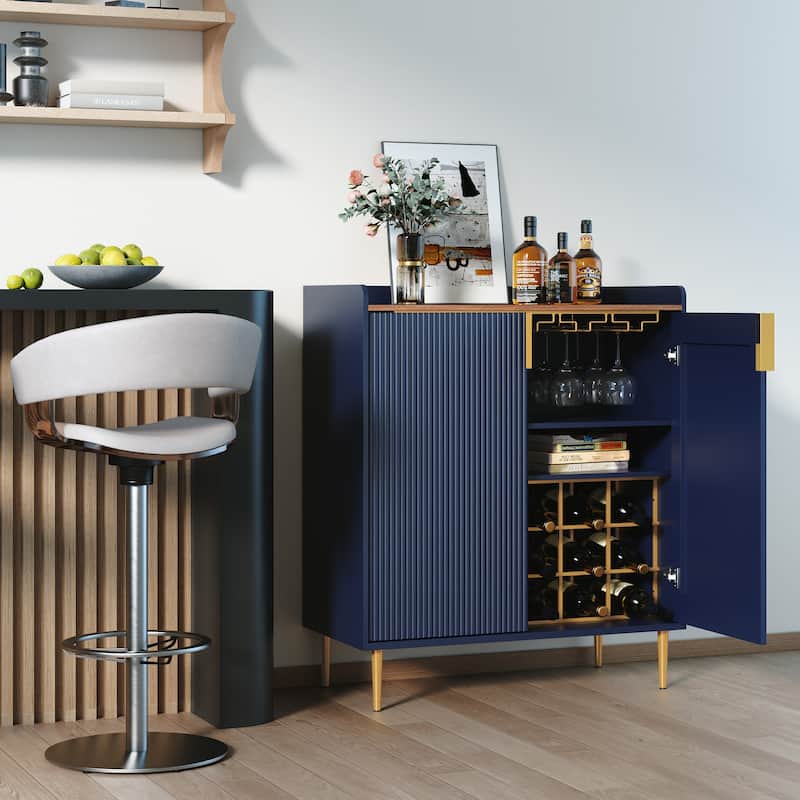 31.6'' Modern Coffee Bar Cabinet with Wine Racks and Storage Drawer