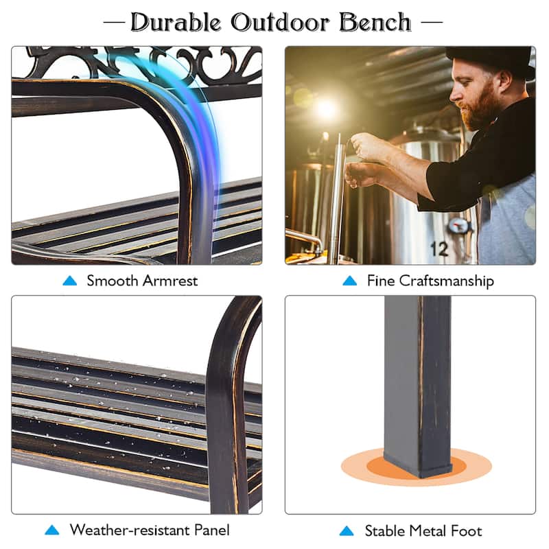 Costway Garden Bench Outdoor Furniture Porch Path Loveseat Chair - See Details