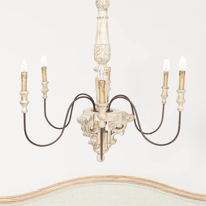 Antique Wood and Metal Chandelier