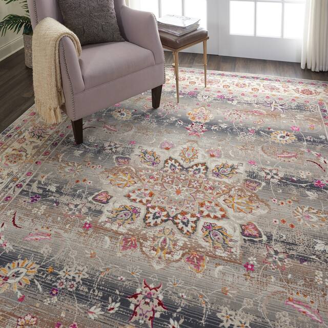 Nourison Vintage Kashan Traditional Area Rug - 7'10" x 9'10" - Grey