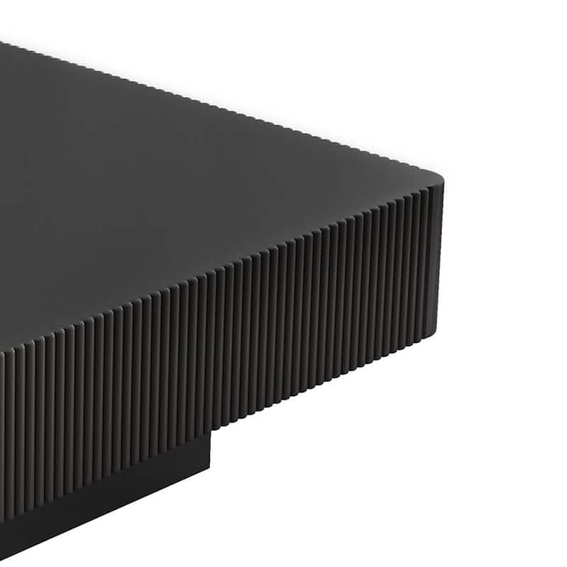31.6" Modern Elegant Square Fluted Coffee Table with 7.1" Thick Tabletop