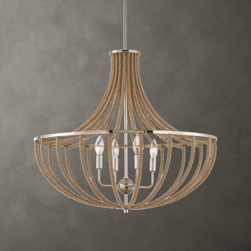 Uttermost Lovelock 4 Light Rope Empire Chandelier - 27.5"W x 27.5"D x 24.25"H