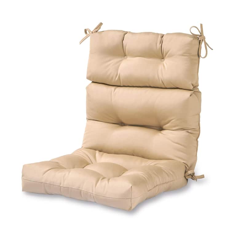 Solid Color 22x44-inch Outdoor High Back Chair Cushion (Cushion Only) - Stone