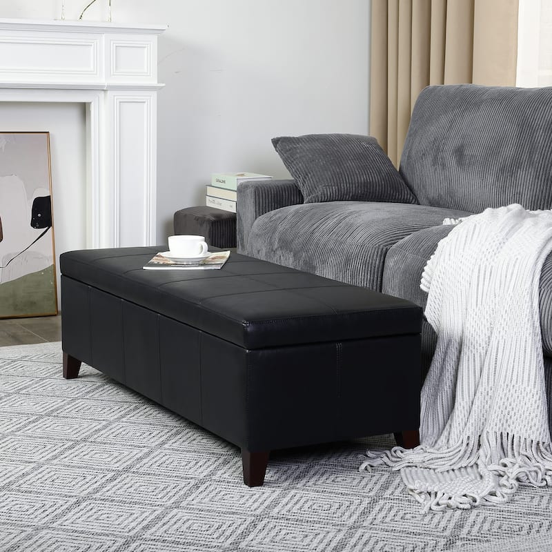 Adeco Faux Leather Storage Ottoman Bench for Bedroom