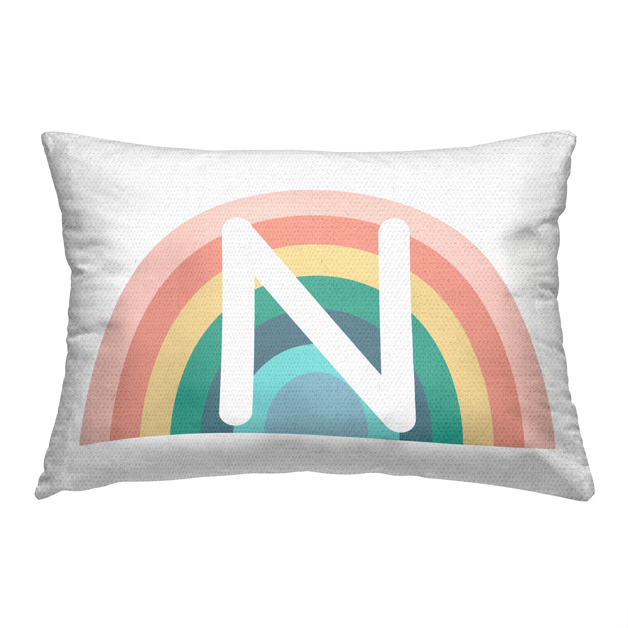 Stupell Rainbow Initial Printed Outdoor Throw Pillow Design by Daphne Polselli