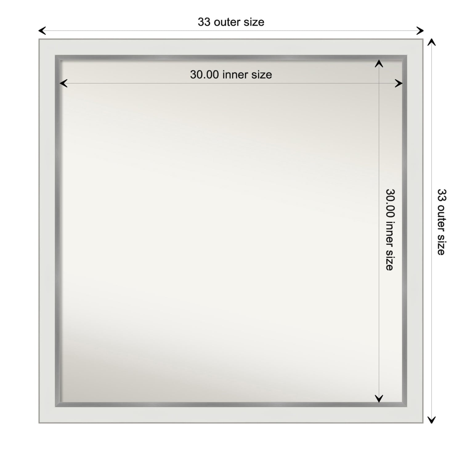Eva White Silver Narrow Framed Non-Beveled Custom Wall Mirror, Bathroom Vanity Mirror